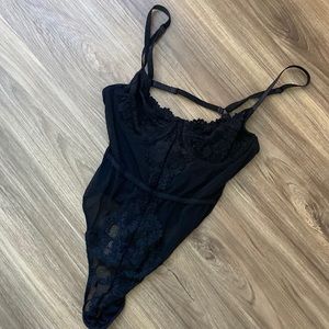 Vintage black lace bodysuit